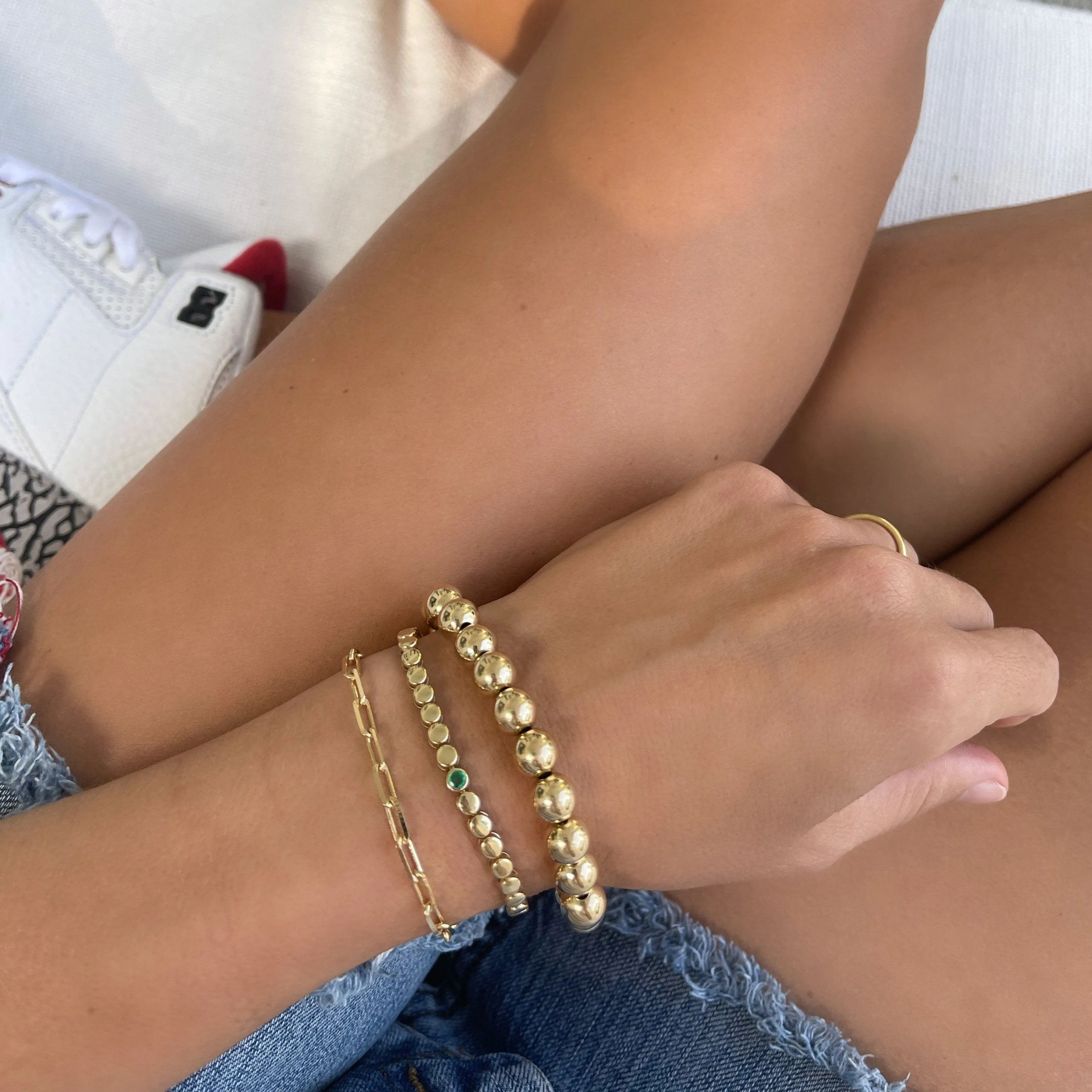 Flat Gold Ball Tennis Bracelet