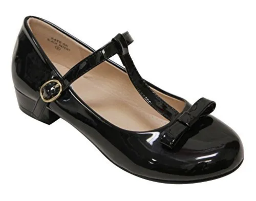 Girl's Kate-5 T-Strap Mary-Jane Low Heel Shoes