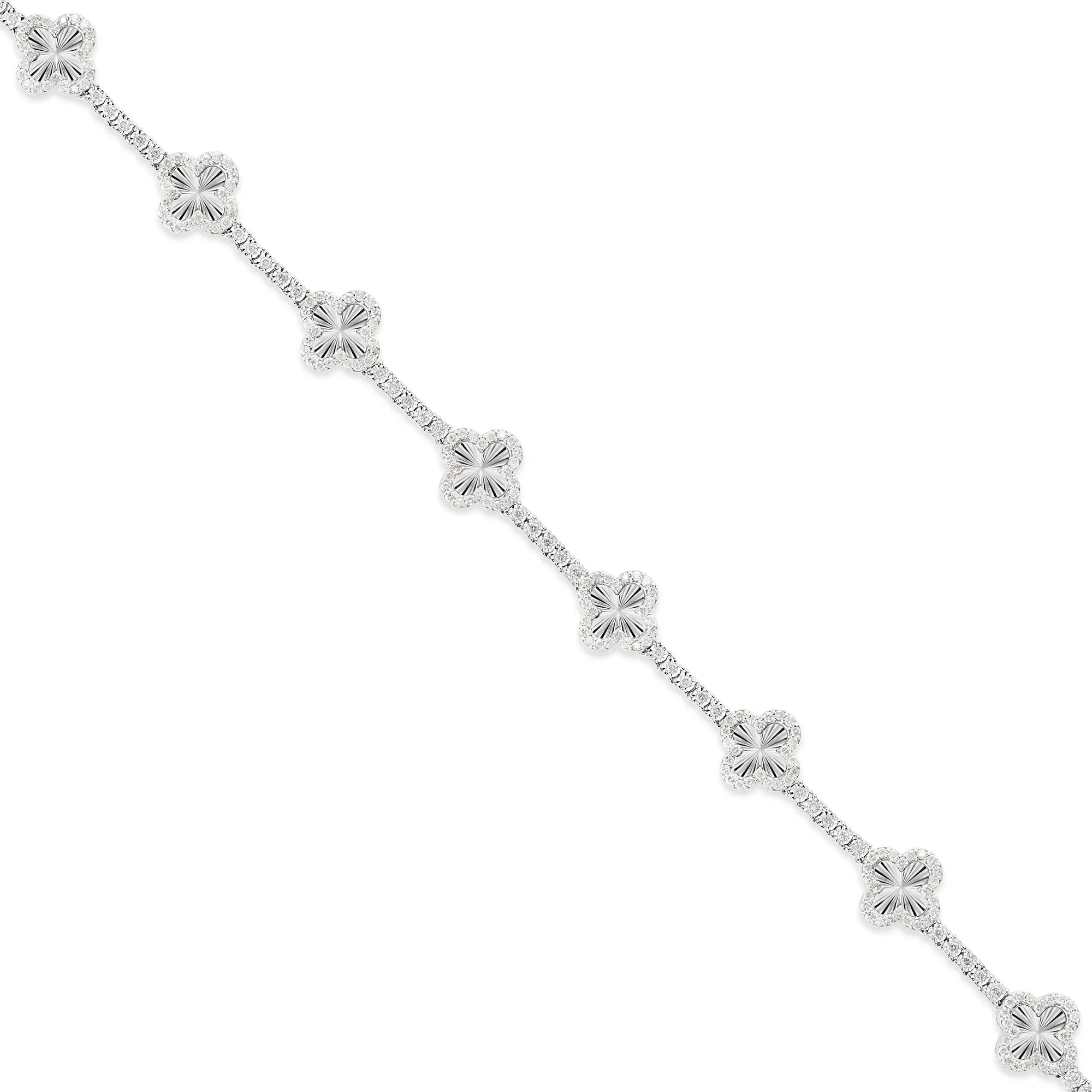 Gold Accent Diamond Clover on Tennis Chain