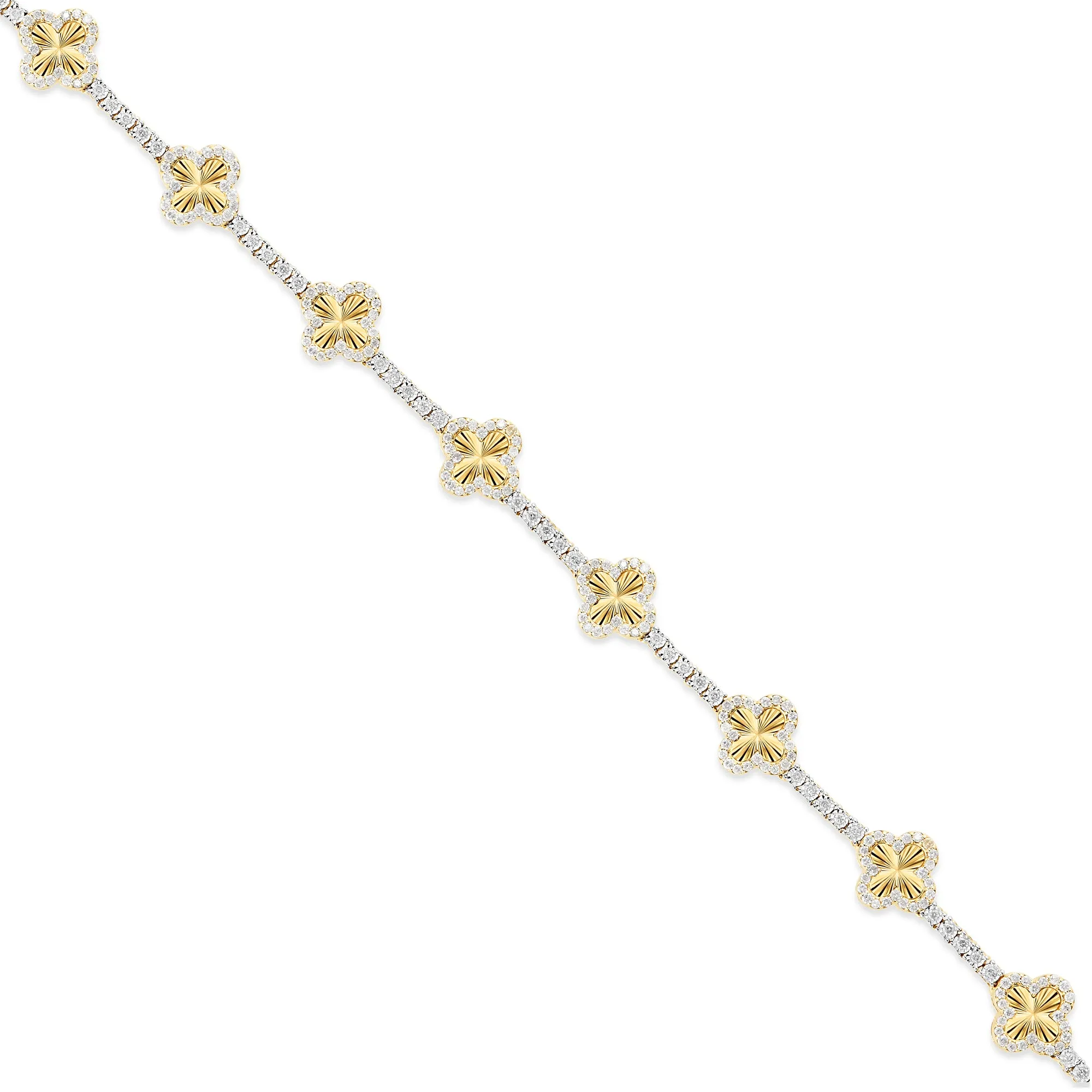 Gold Accent Diamond Clover on Tennis Chain