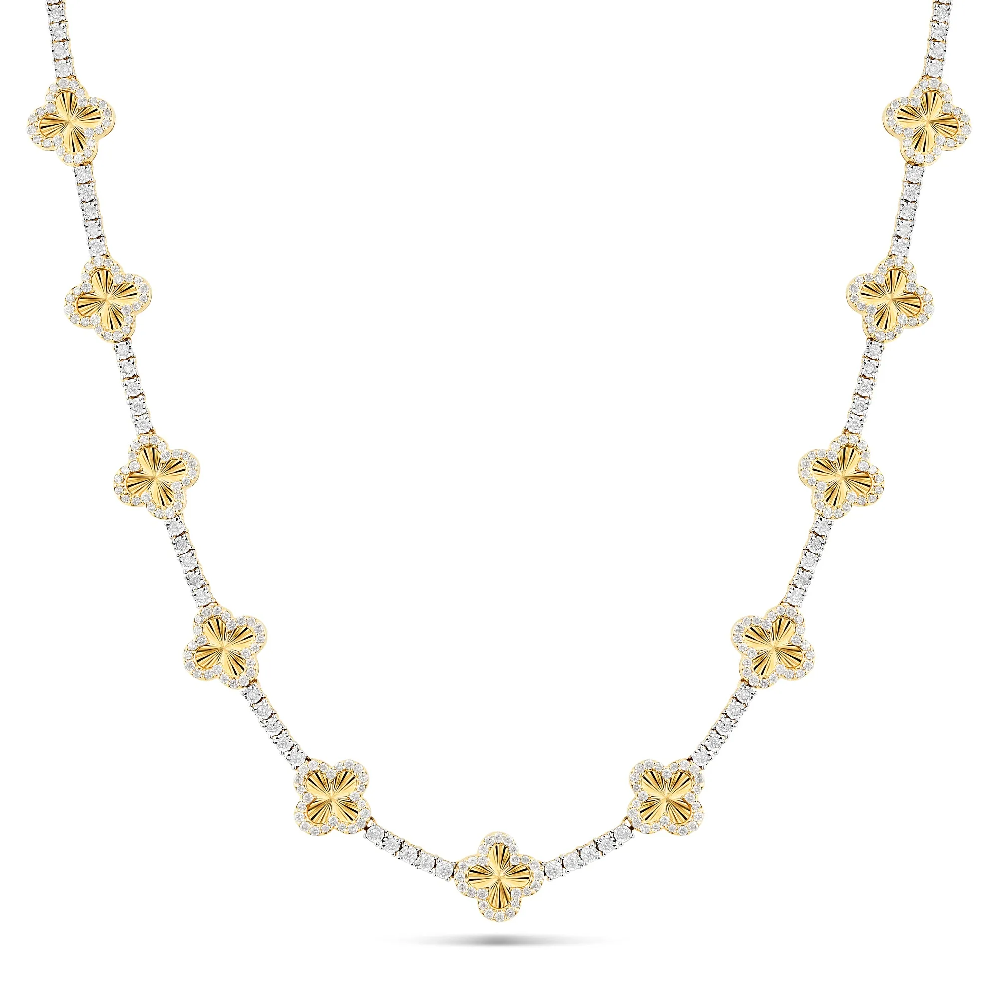 Gold Accent Diamond Clover on Tennis Chain