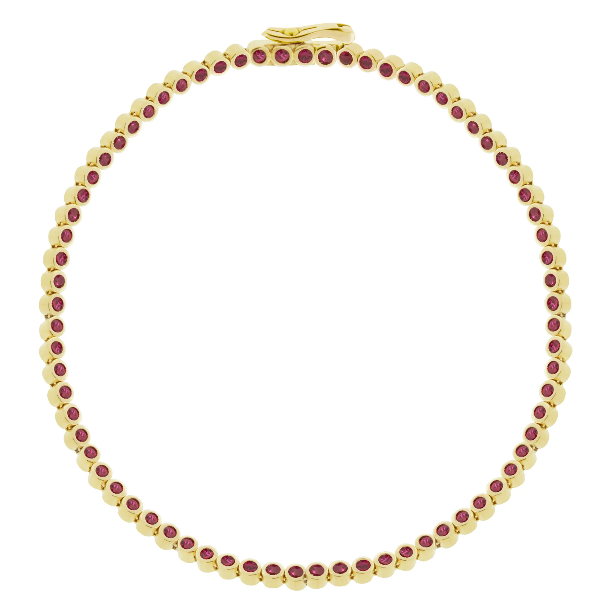 Gold Tennis Bracelet with Rubies