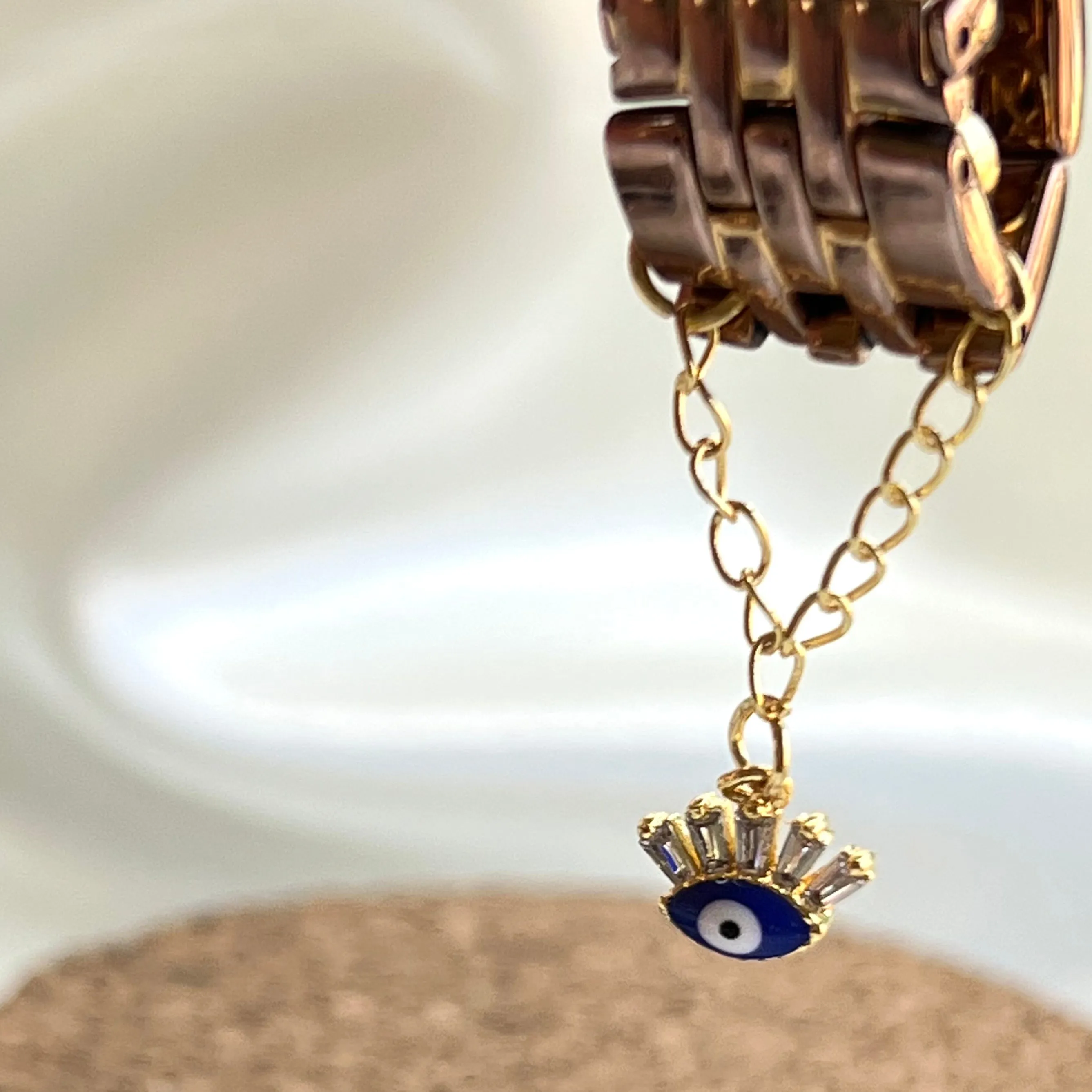 Golden Evil Eye Lash Watch Charm