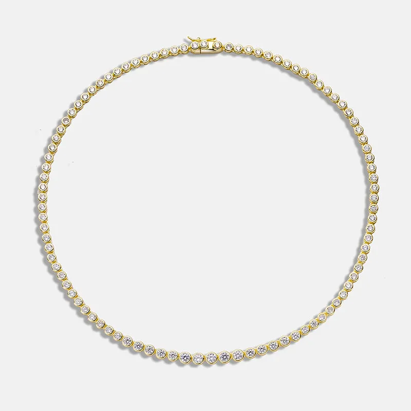 Graduated Round Cut Tennis Necklace