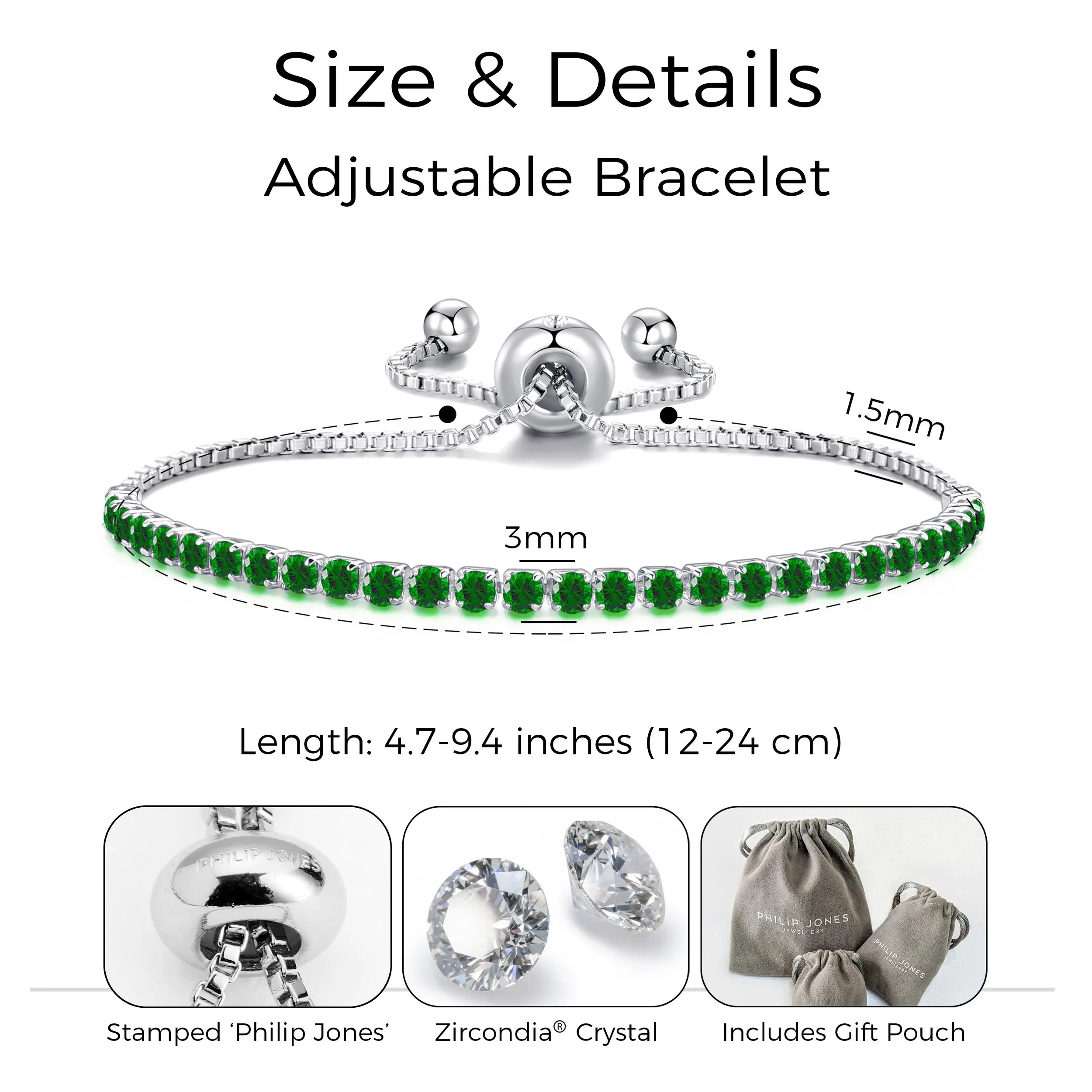 Green Tennis Friendship Bracelet Created with Zircondia® Crystals