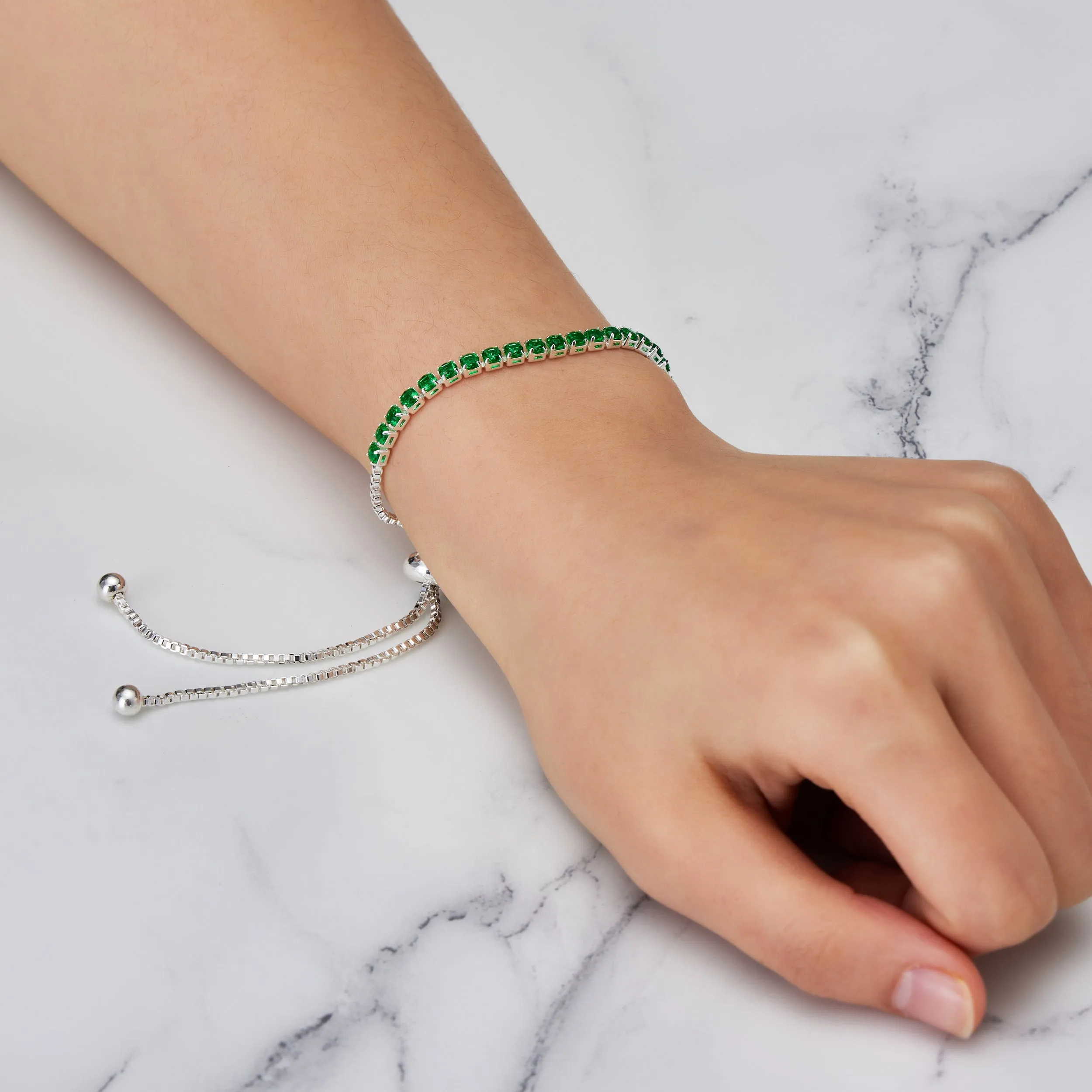 Green Tennis Friendship Bracelet Created with Zircondia® Crystals