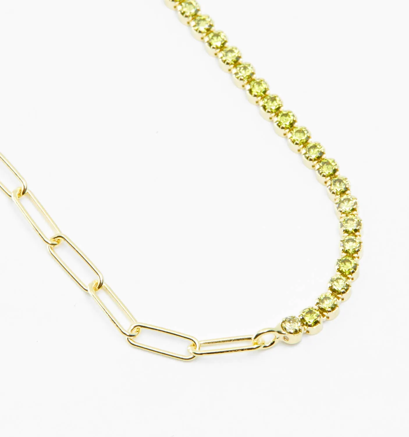 Green Tennis Necklace - August Birthstone