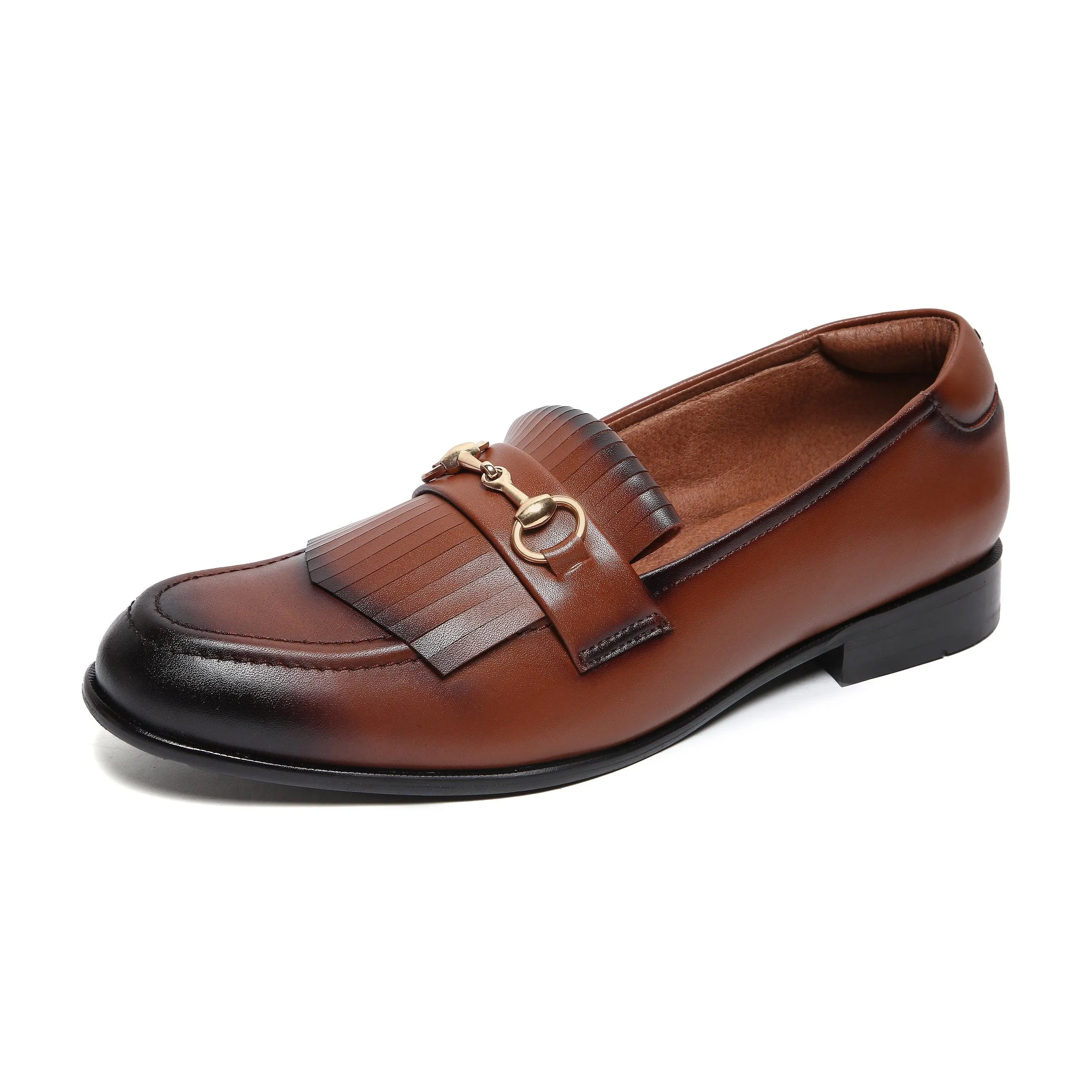 GUSTOSO LIGHT TAN | GOLDEN HORSEBIT FRINGE SLIP-ON