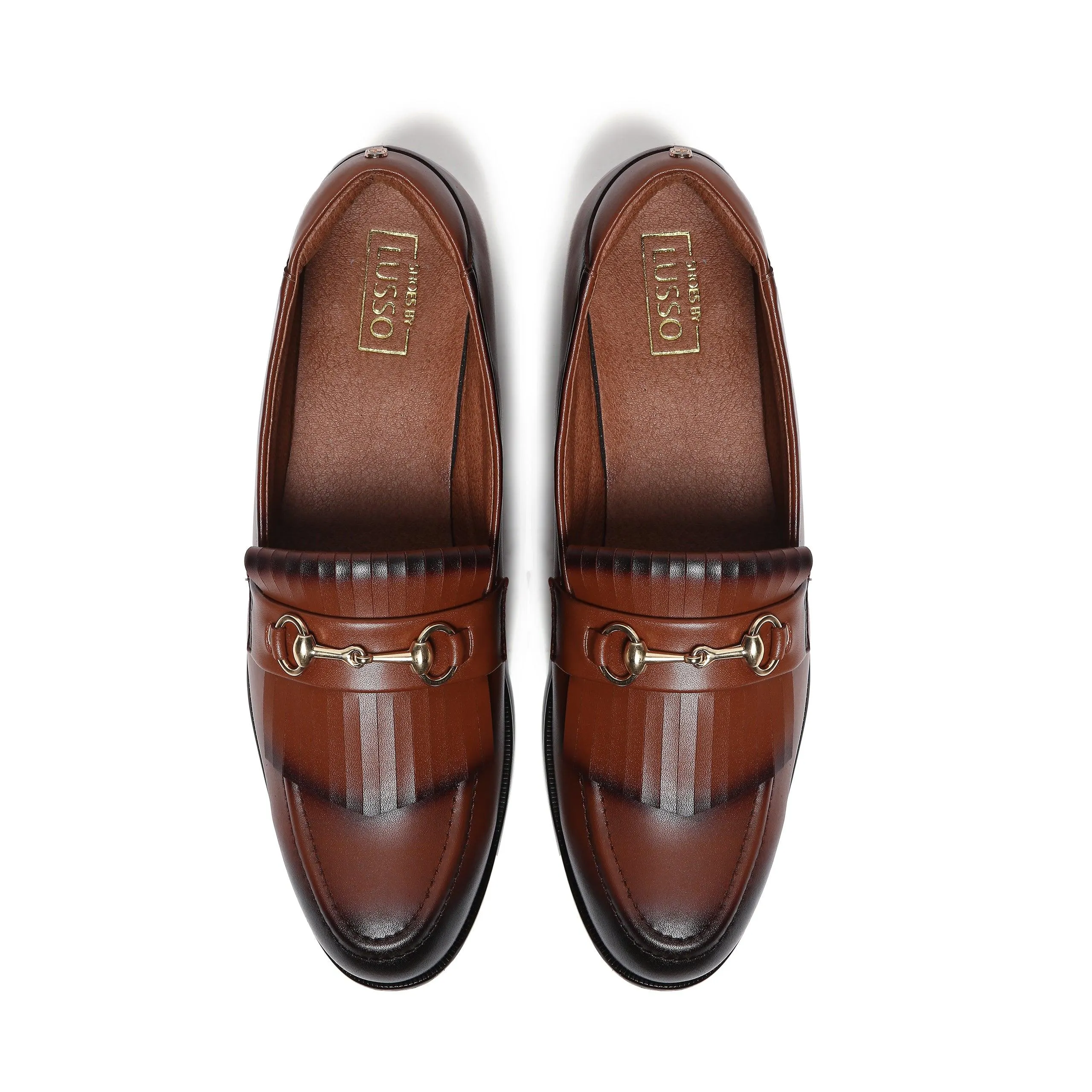 GUSTOSO LIGHT TAN | GOLDEN HORSEBIT FRINGE SLIP-ON