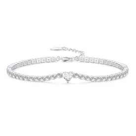 Heart Solitaire Tennis Bracelet Created with Zircondia® Crystals