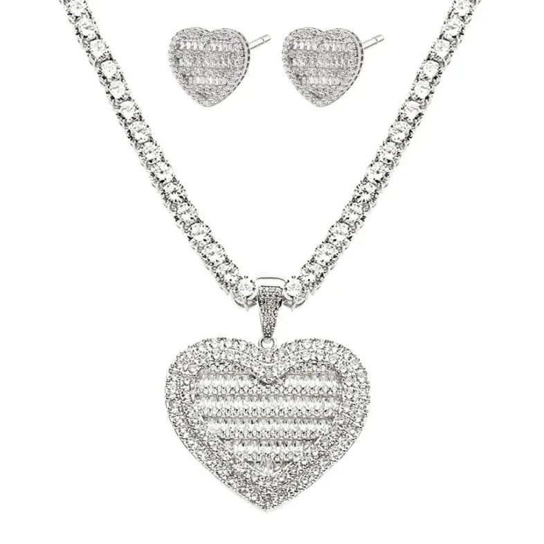 Heart Tennis Jewelry Set