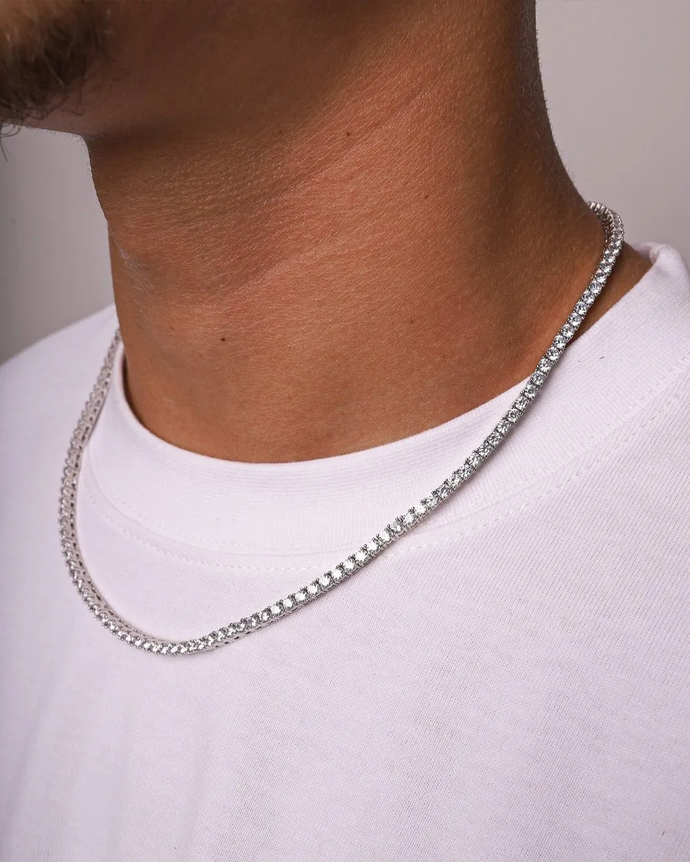 ICE BREAKER CHAIN. - 3MM WHITE GOLD