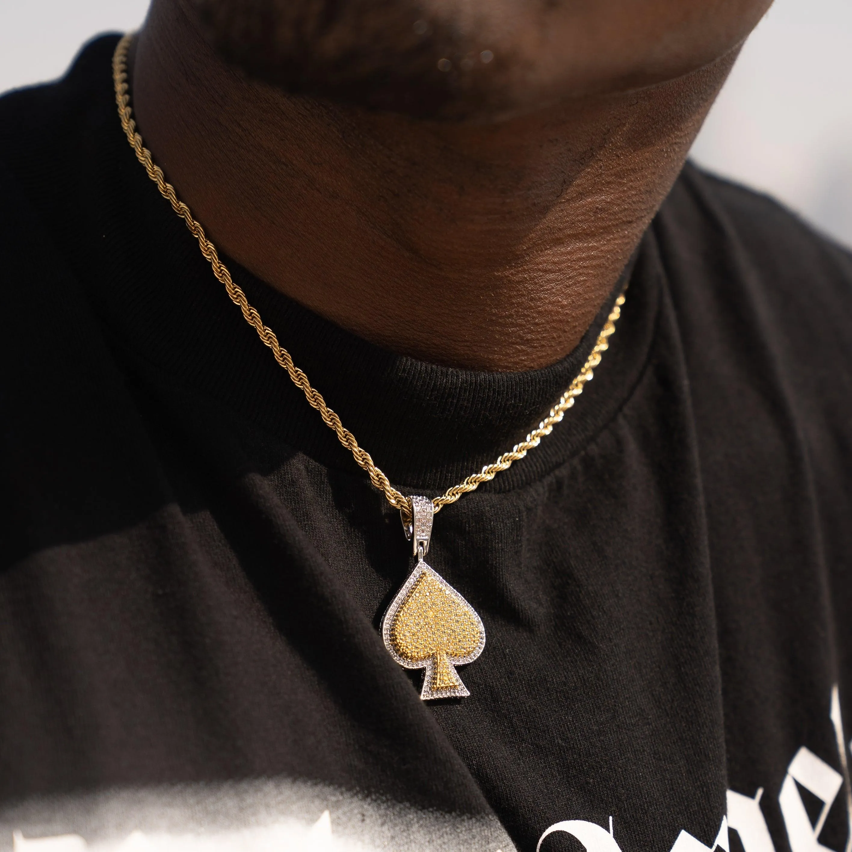 Iced Ace Pendant - Gold