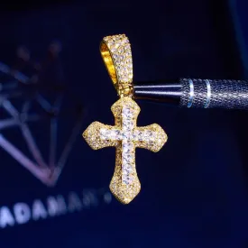 Iced Diamond Celtic Cross Pendant - Gold