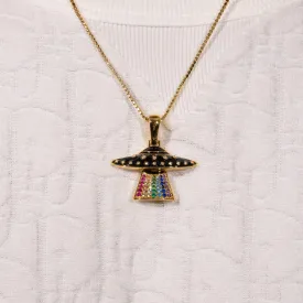 Iced UFO Pendant - Gold