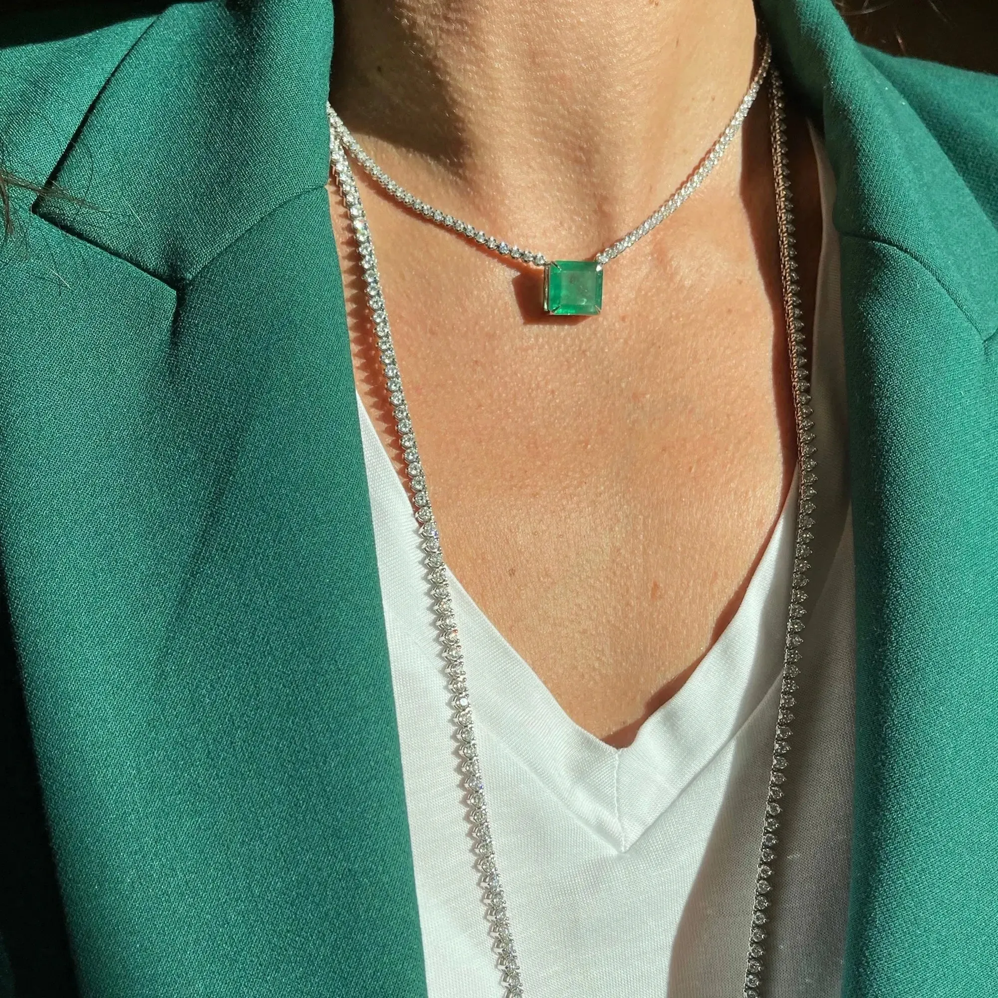 Jessica Emerald and Diamond Full Necklace