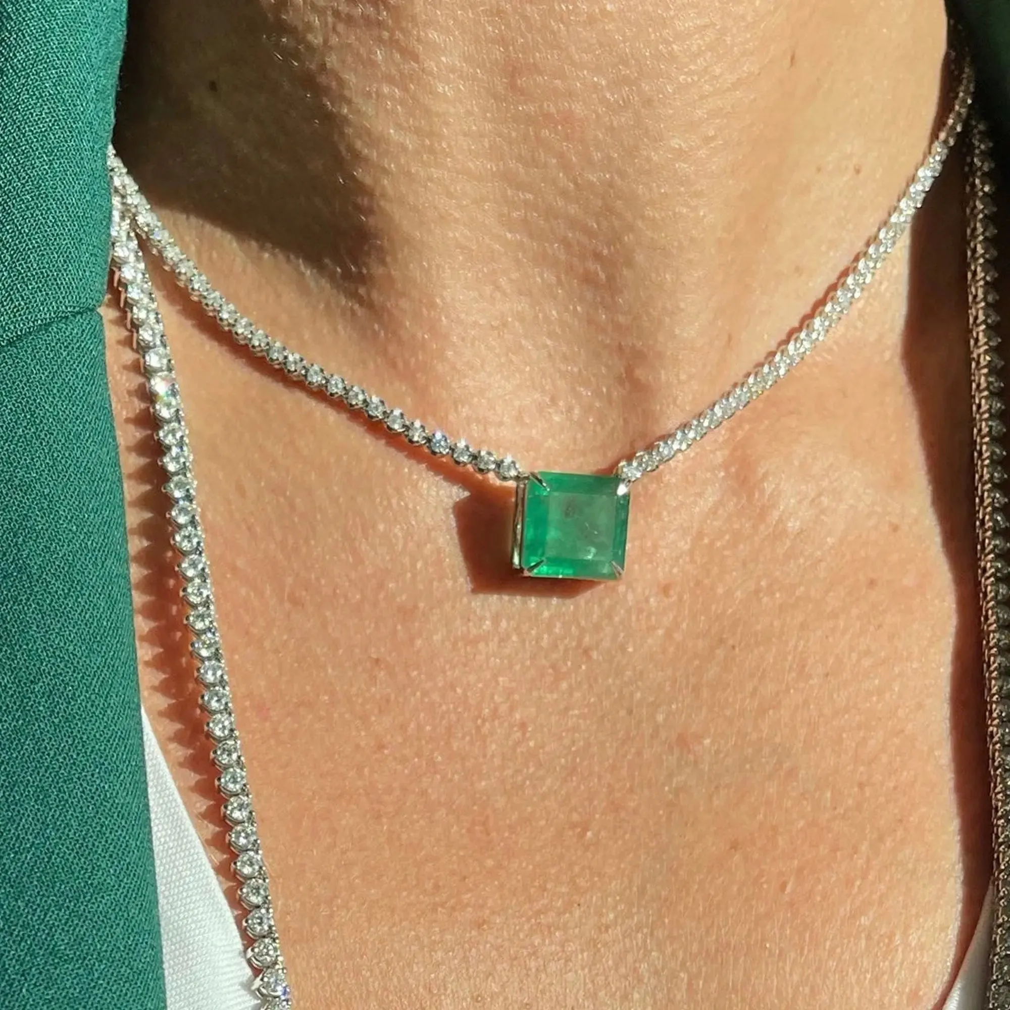 Jessica Emerald and Diamond Full Necklace