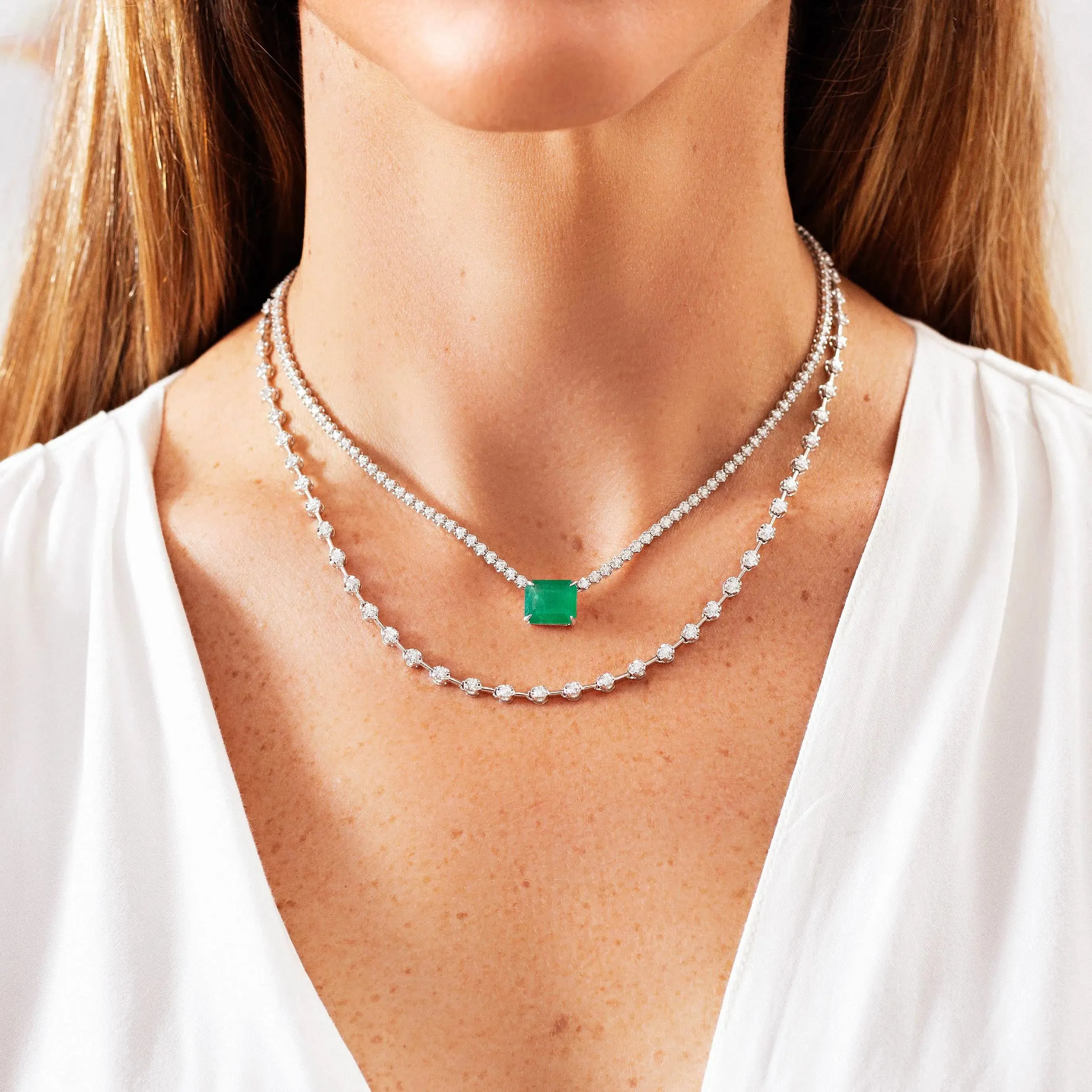 Jessica Emerald and Diamond Full Necklace