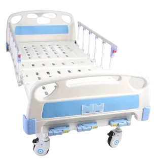 KT3CB Three Crank Manual Hospital Bed with Mattress, Side Railings and Wheels