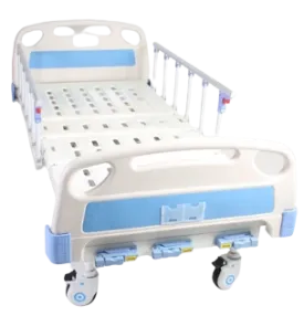 KT3CB Three Crank Manual Hospital Bed with Mattress, Side Railings and Wheels