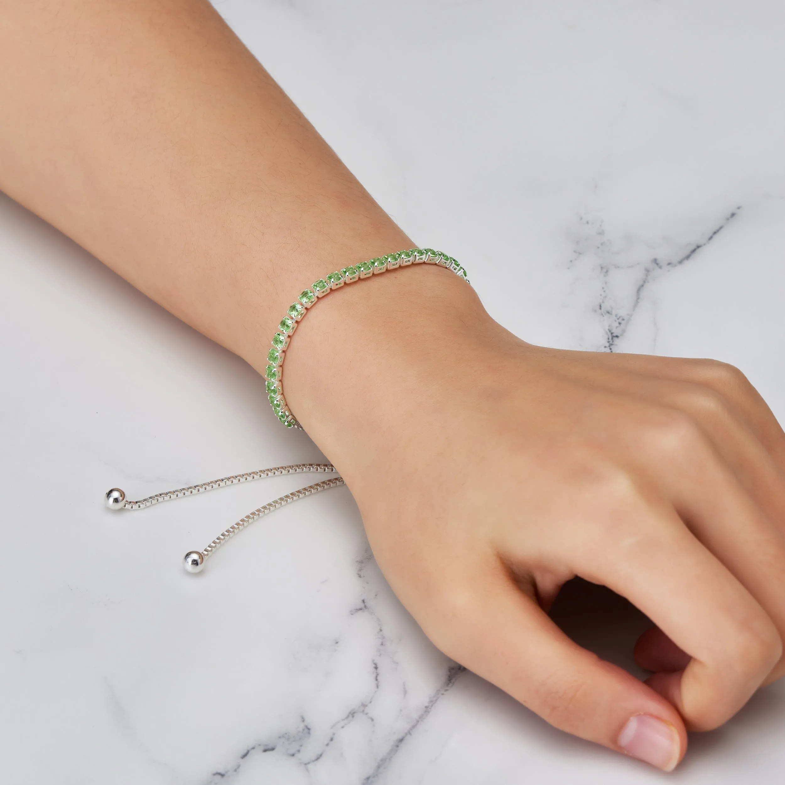 Light Green Tennis Friendship Bracelet Created with Zircondia® Crystals