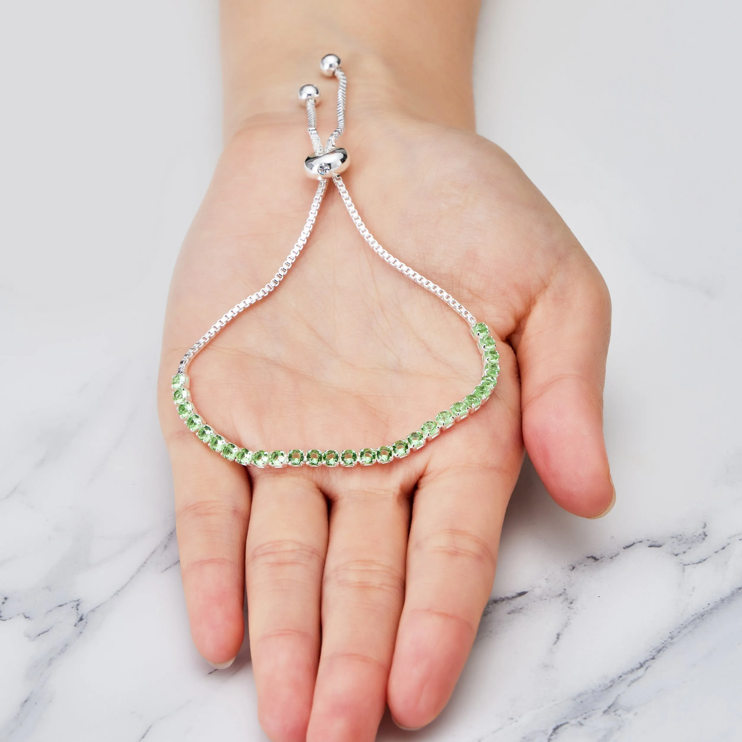 Light Green Tennis Friendship Bracelet Created with Zircondia® Crystals