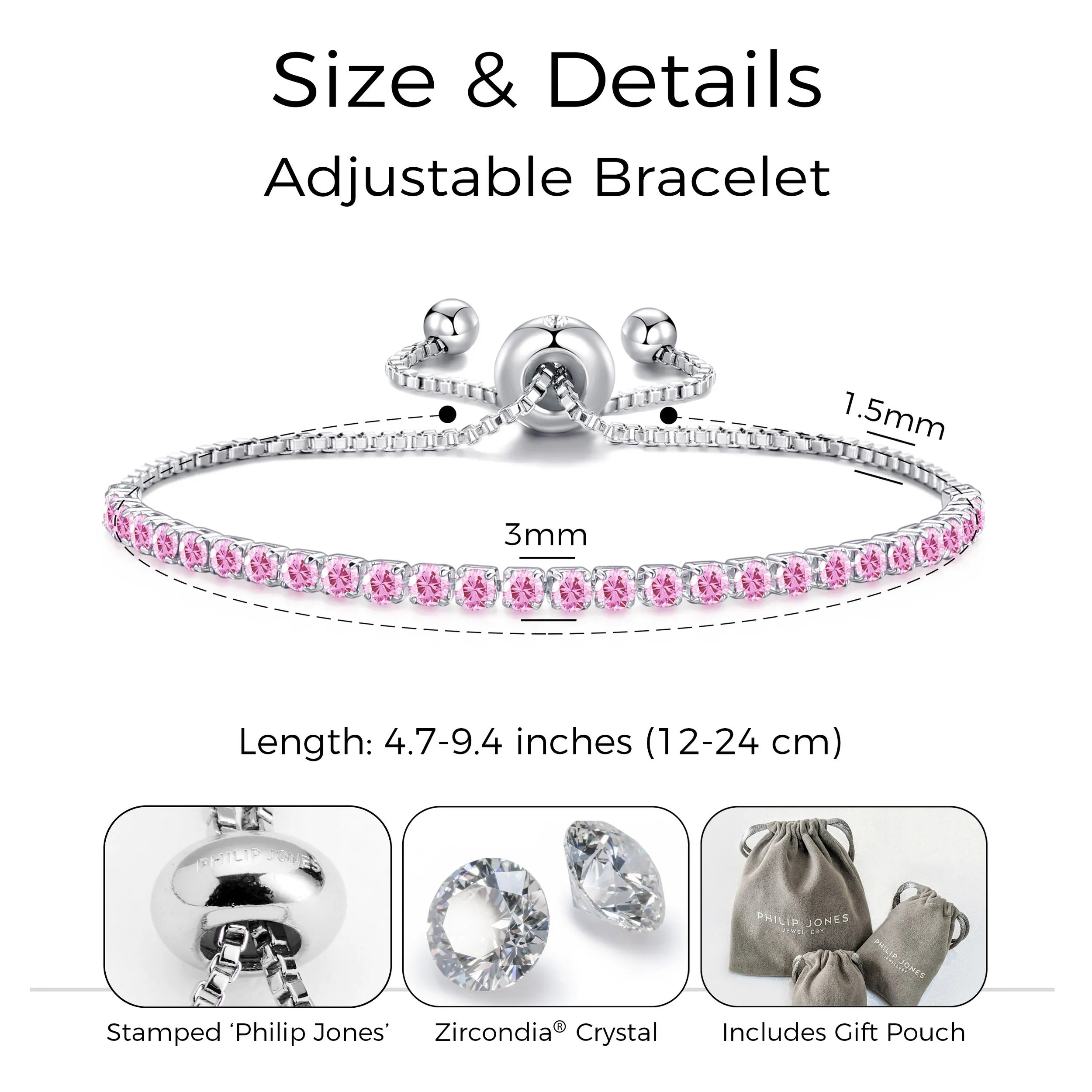 Light Pink Tennis Friendship Bracelet Created with Zircondia® Crystals