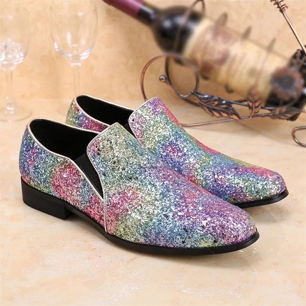 Low Top Bling Slip on Pointed Men Oxford Shoes