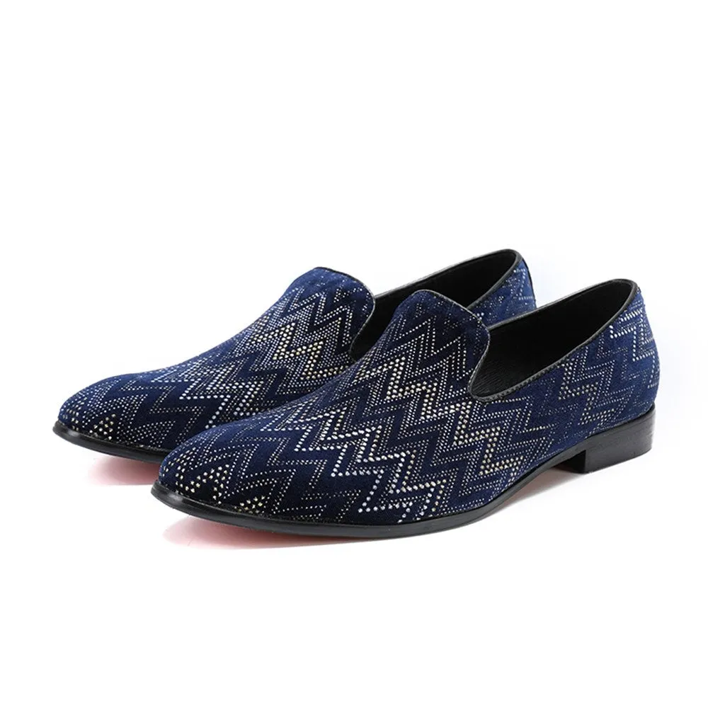 Low Top Men Shoes with Decoration Pointed Slip on