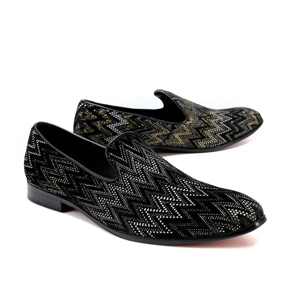 Low Top Men Shoes with Decoration Pointed Slip on