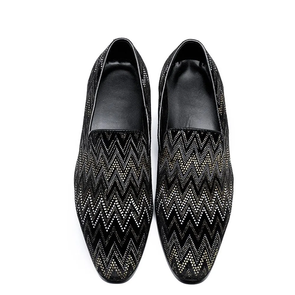 Low Top Men Shoes with Decoration Pointed Slip on