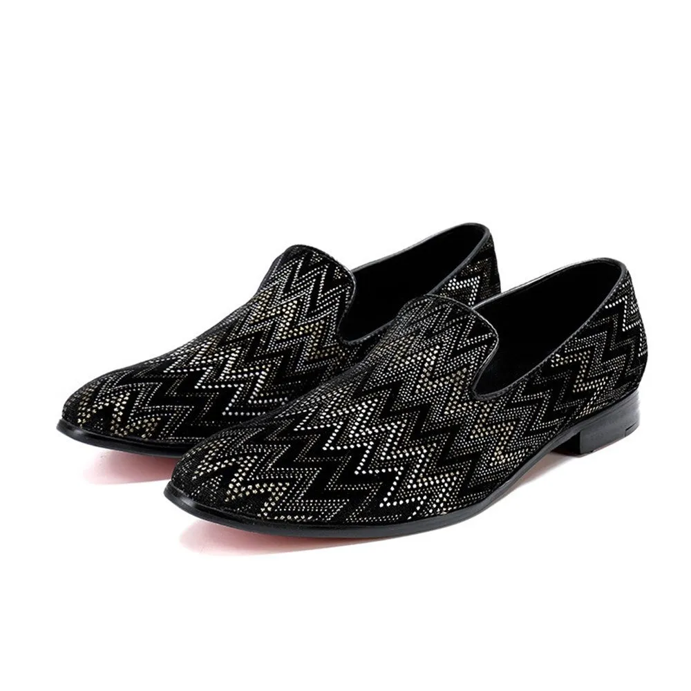 Low Top Men Shoes with Decoration Pointed Slip on