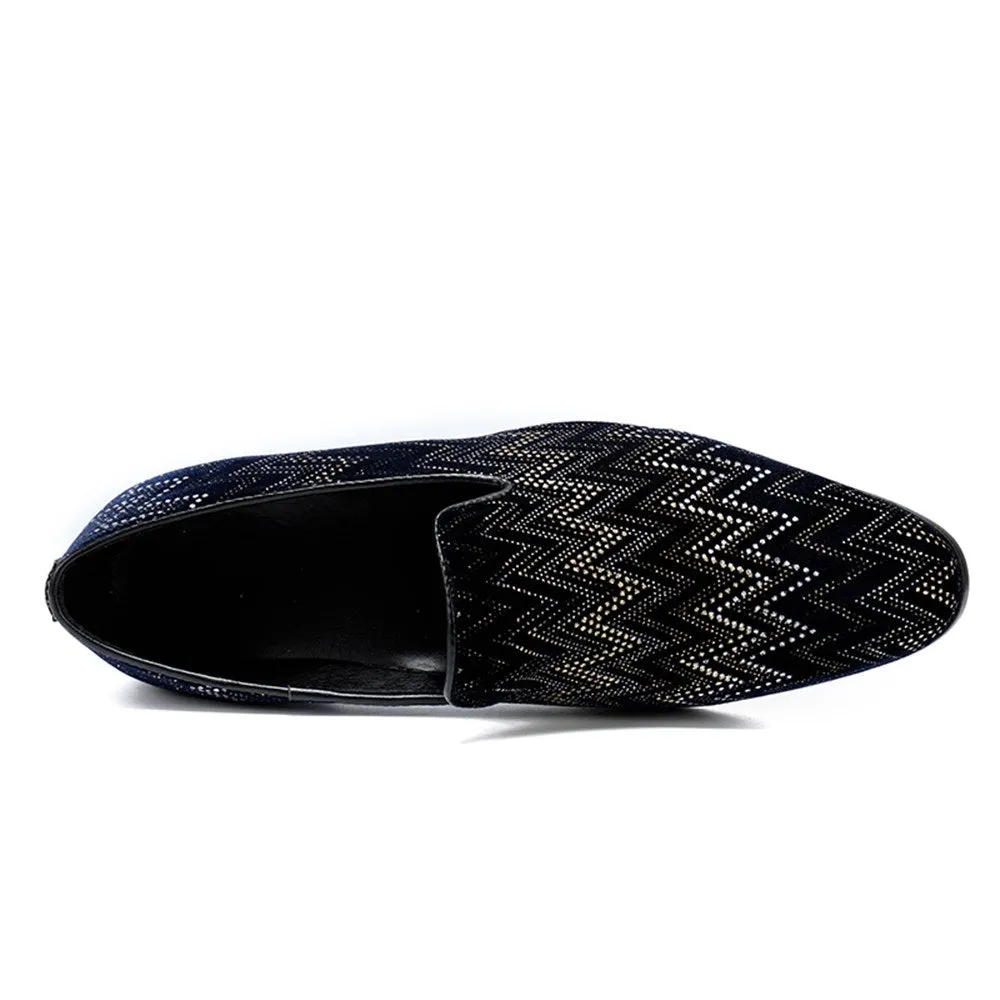 Low Top Men Shoes with Decoration Pointed Slip on