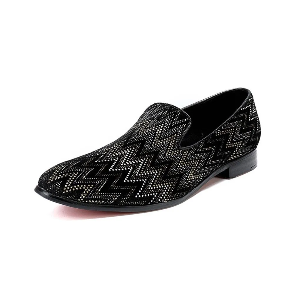 Low Top Men Shoes with Decoration Pointed Slip on