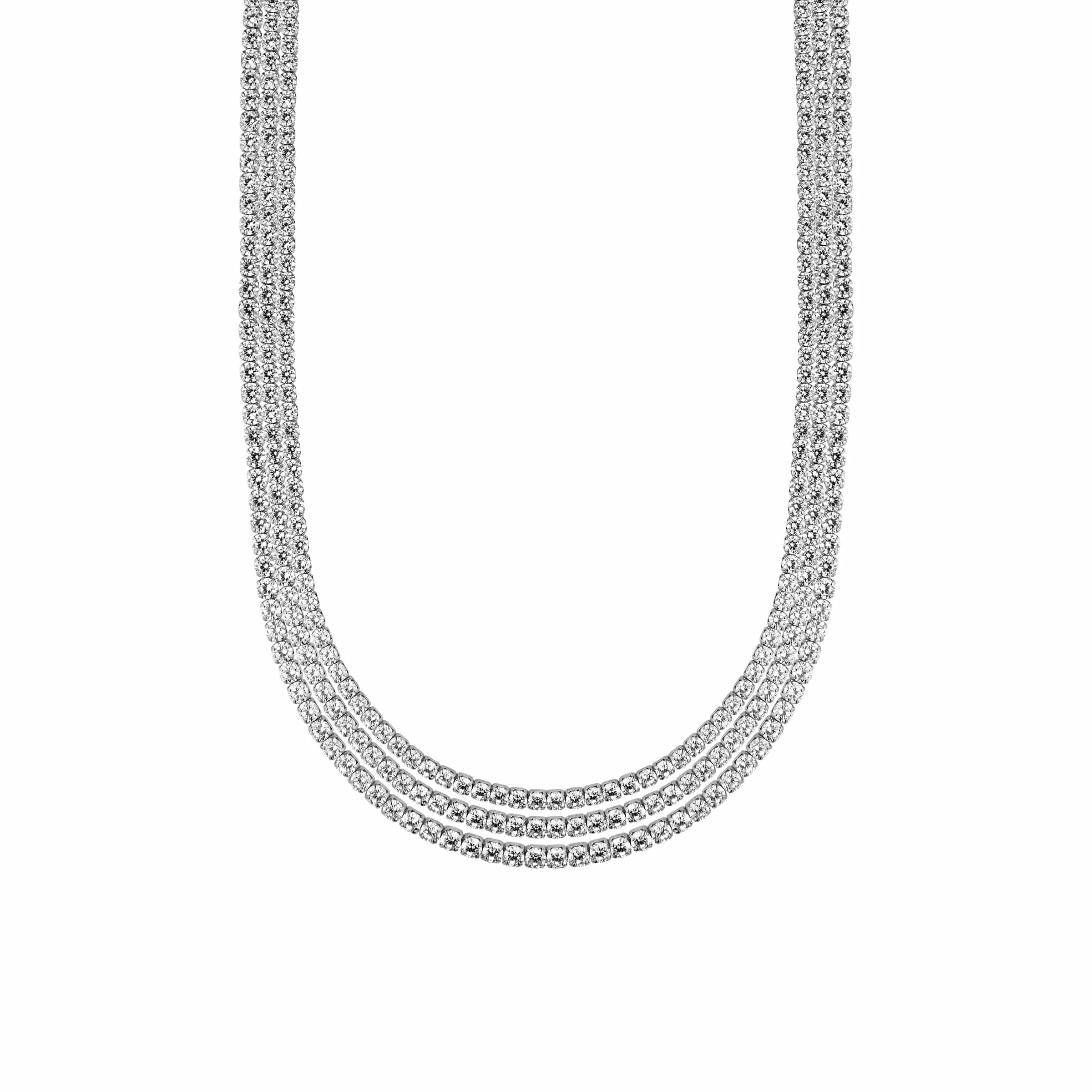 Luxe Tennis Layered Necklace Silver