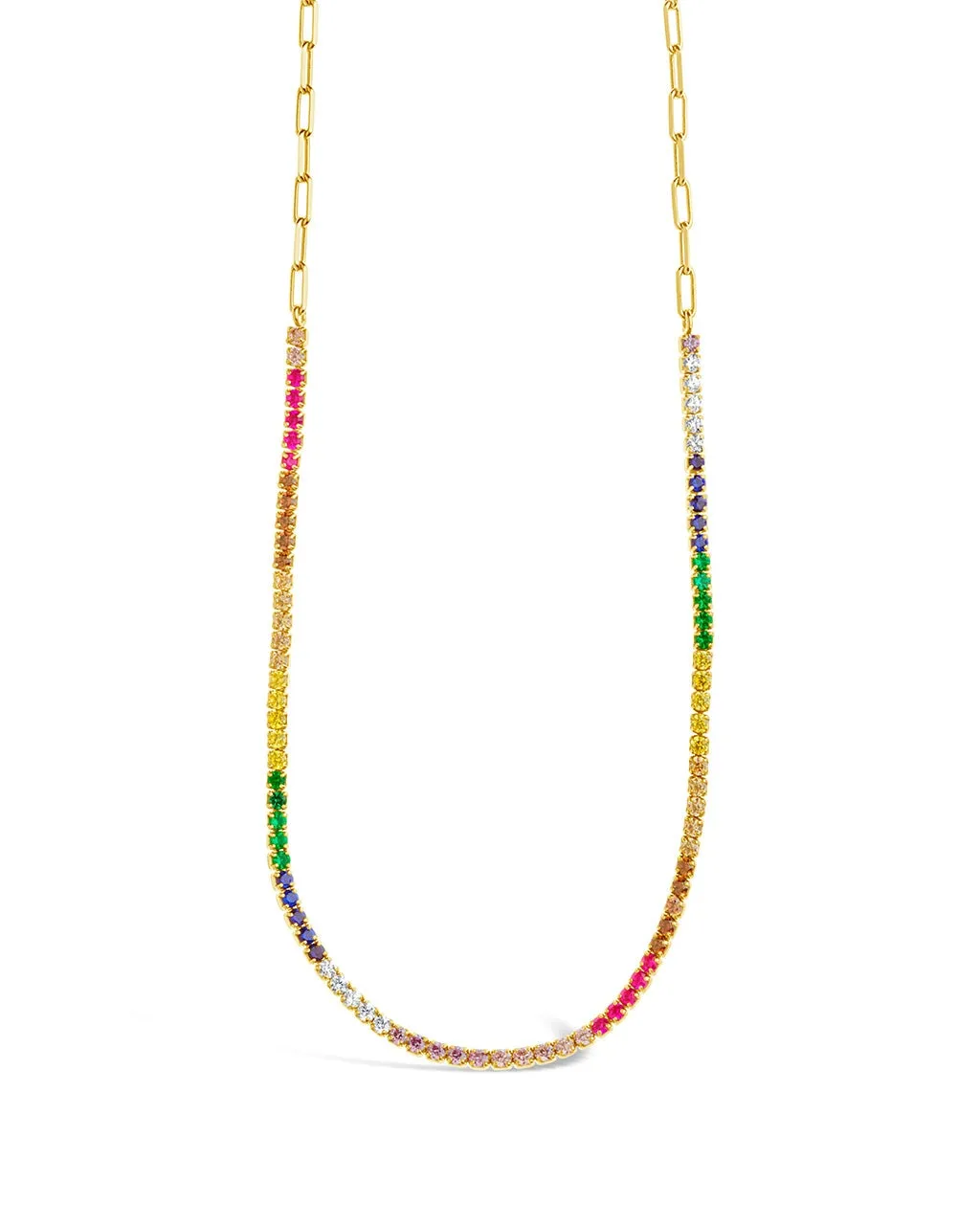 Maria Chain & Rainbow CZ Tennis Necklace