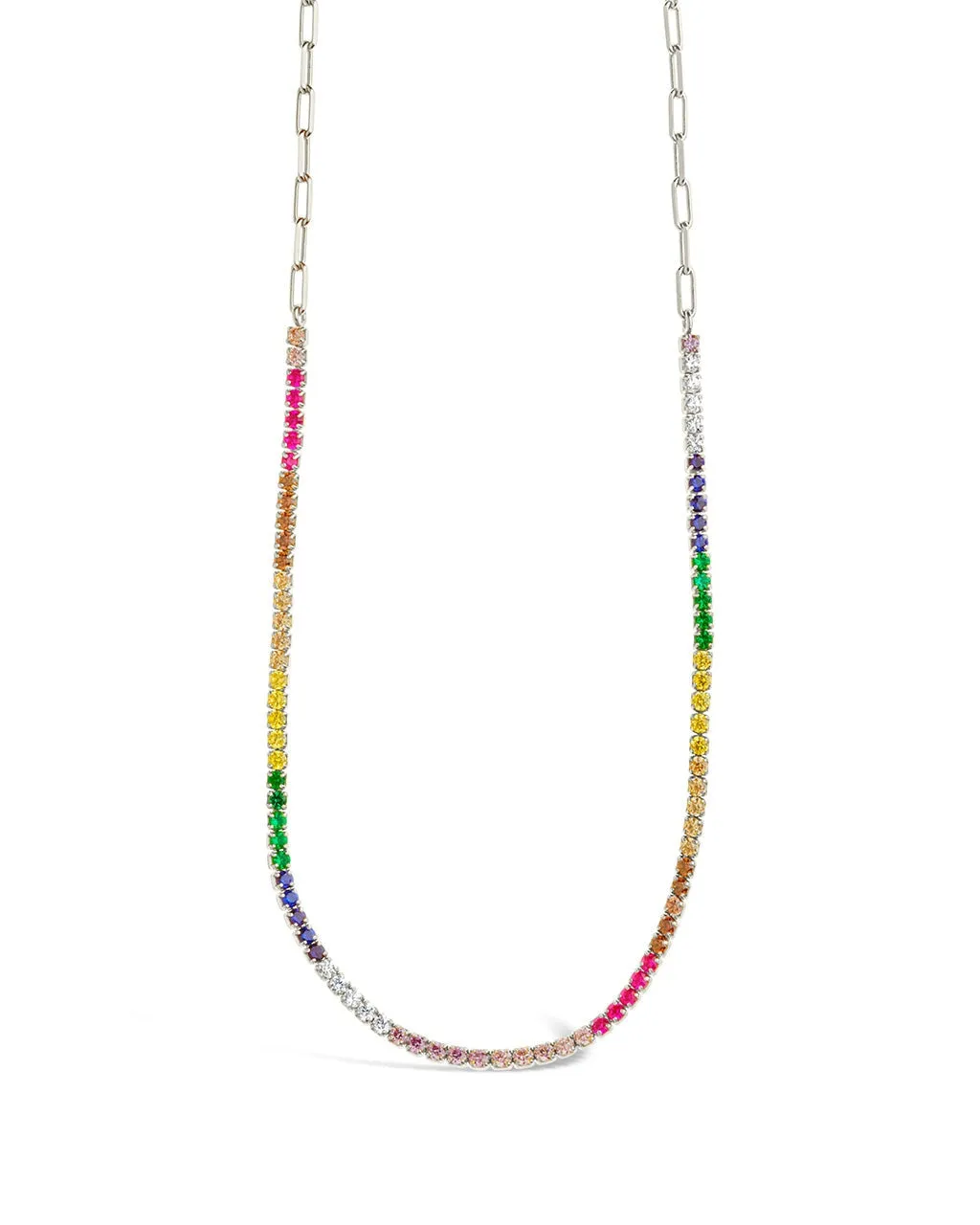 Maria Chain & Rainbow CZ Tennis Necklace