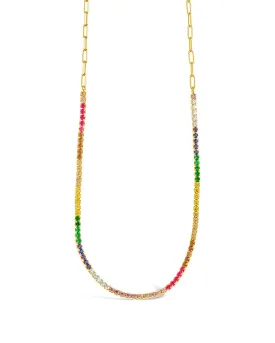 Maria Chain & Rainbow CZ Tennis Necklace