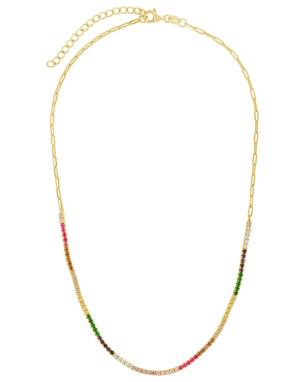 Maria Chain & Rainbow CZ Tennis Necklace