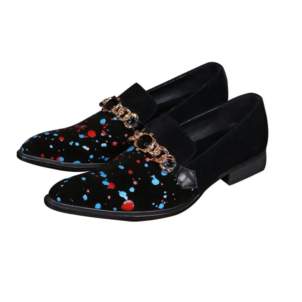 Men Pointed Slip On Printed Oxford Shoes