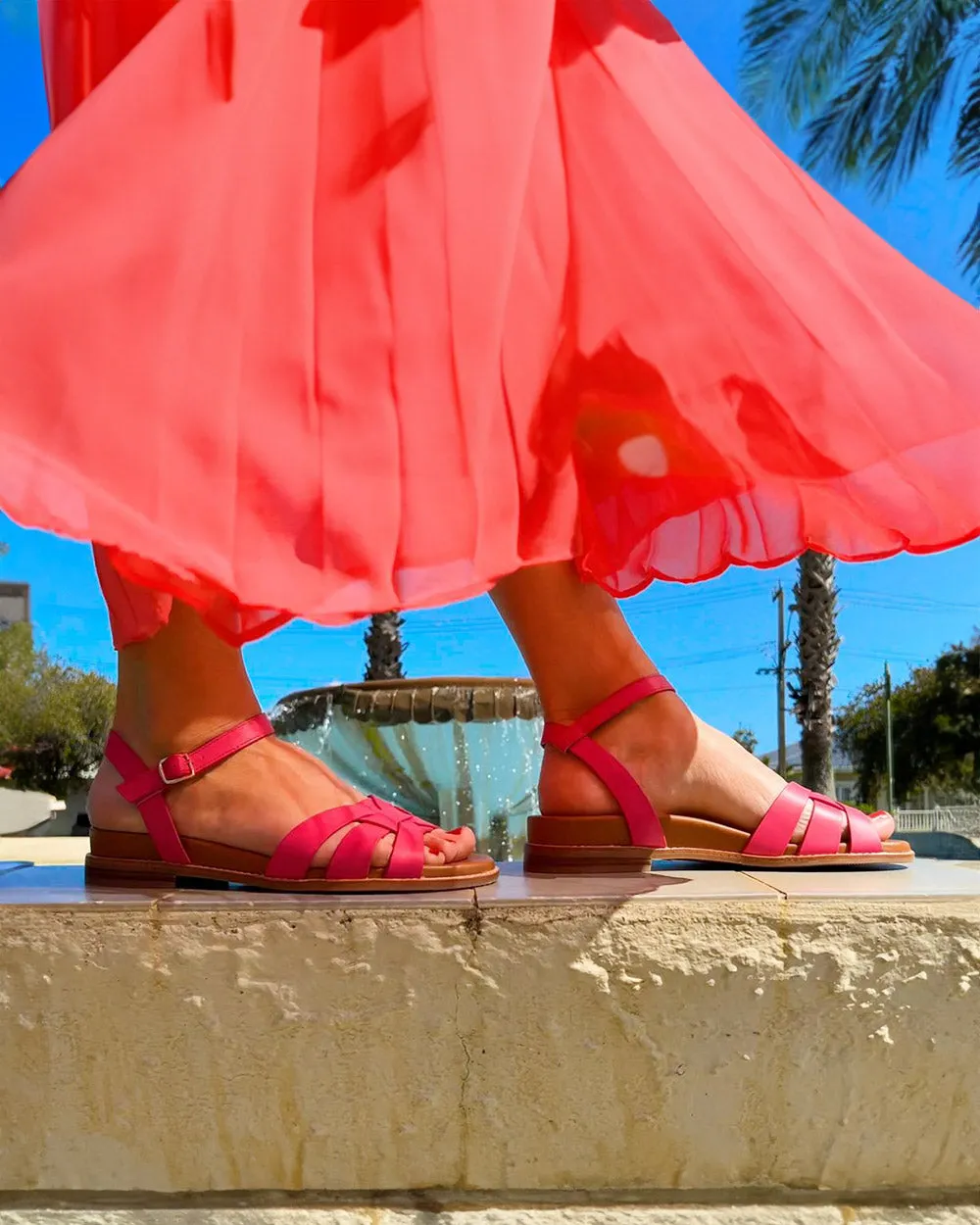 Minx Athens Hot Pink Leather Sandal