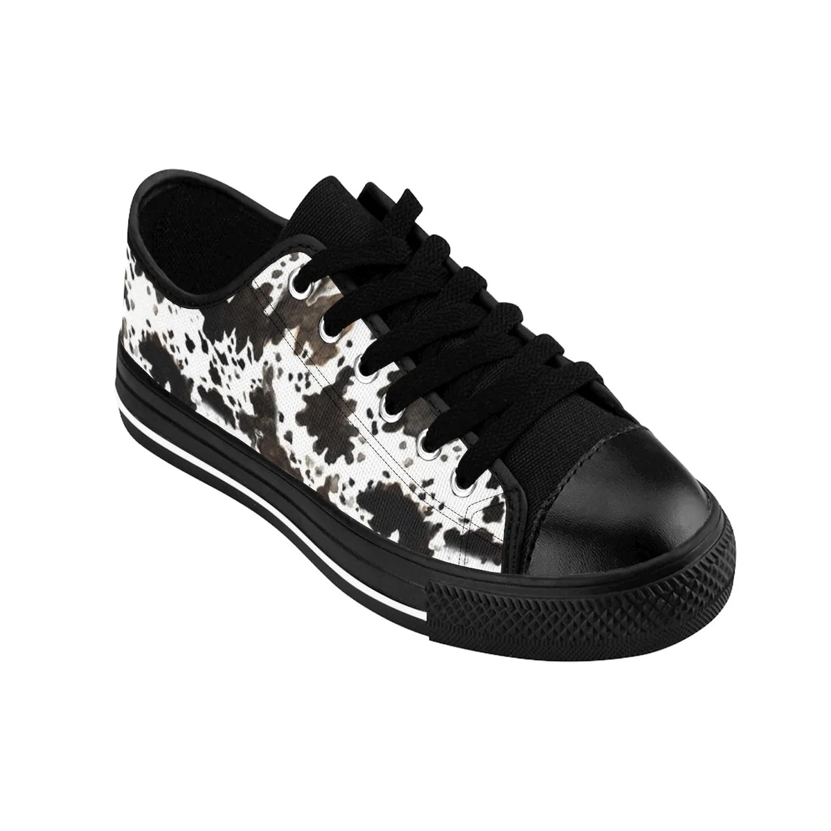 Moo Cow Print Men's Sneakers, Animal Artistic Low Top Nylon Canvas Sneakers Tennis Shoes