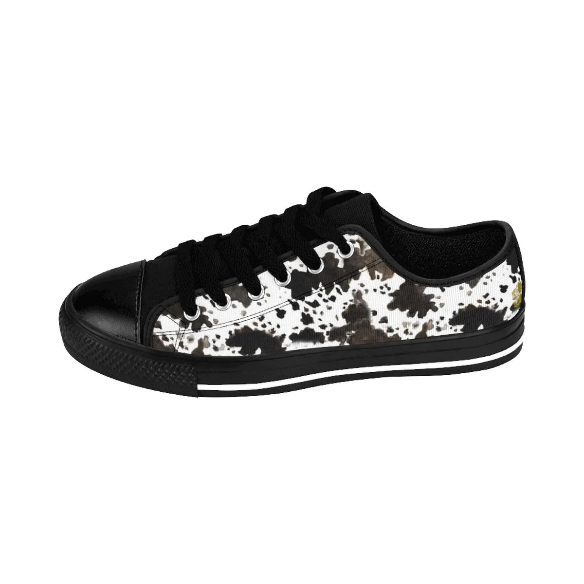 Moo Cow Print Men's Sneakers, Animal Artistic Low Top Nylon Canvas Sneakers Tennis Shoes