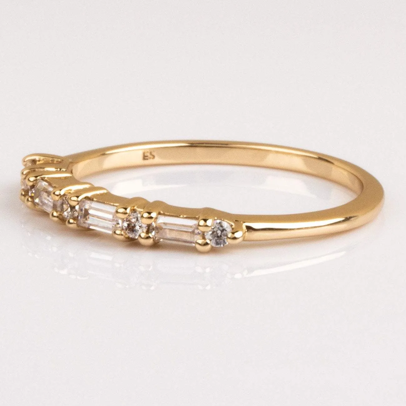 Multi Gem Baguette CZ Stacking Ring