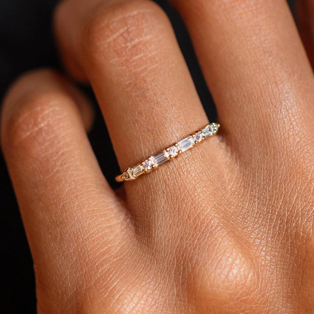 Multi Gem Baguette CZ Stacking Ring