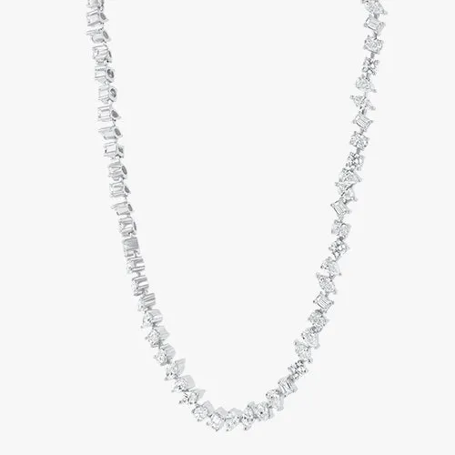 Multi Shape Diamond Tennis Necklace