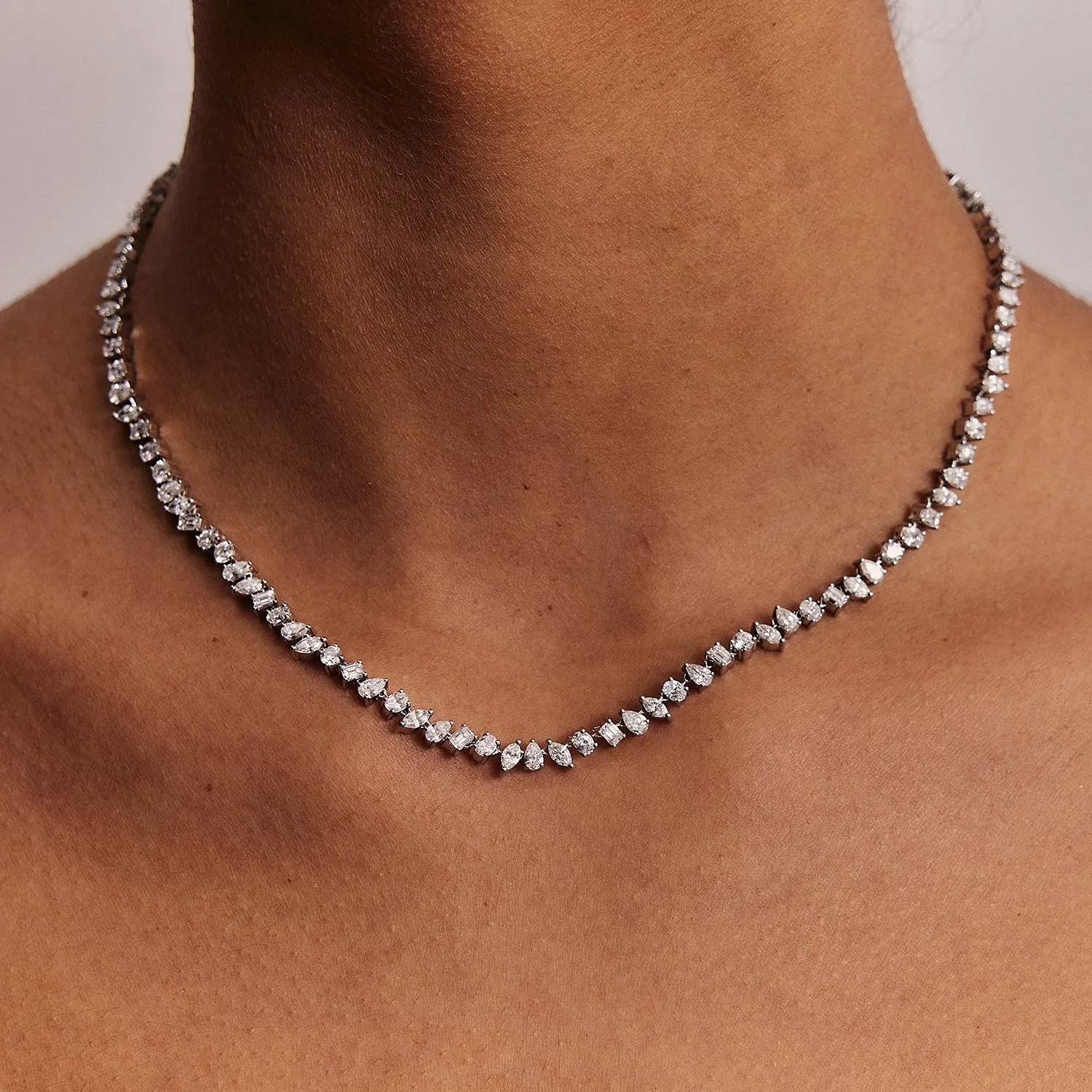 Multi Shape Diamond Tennis Necklace