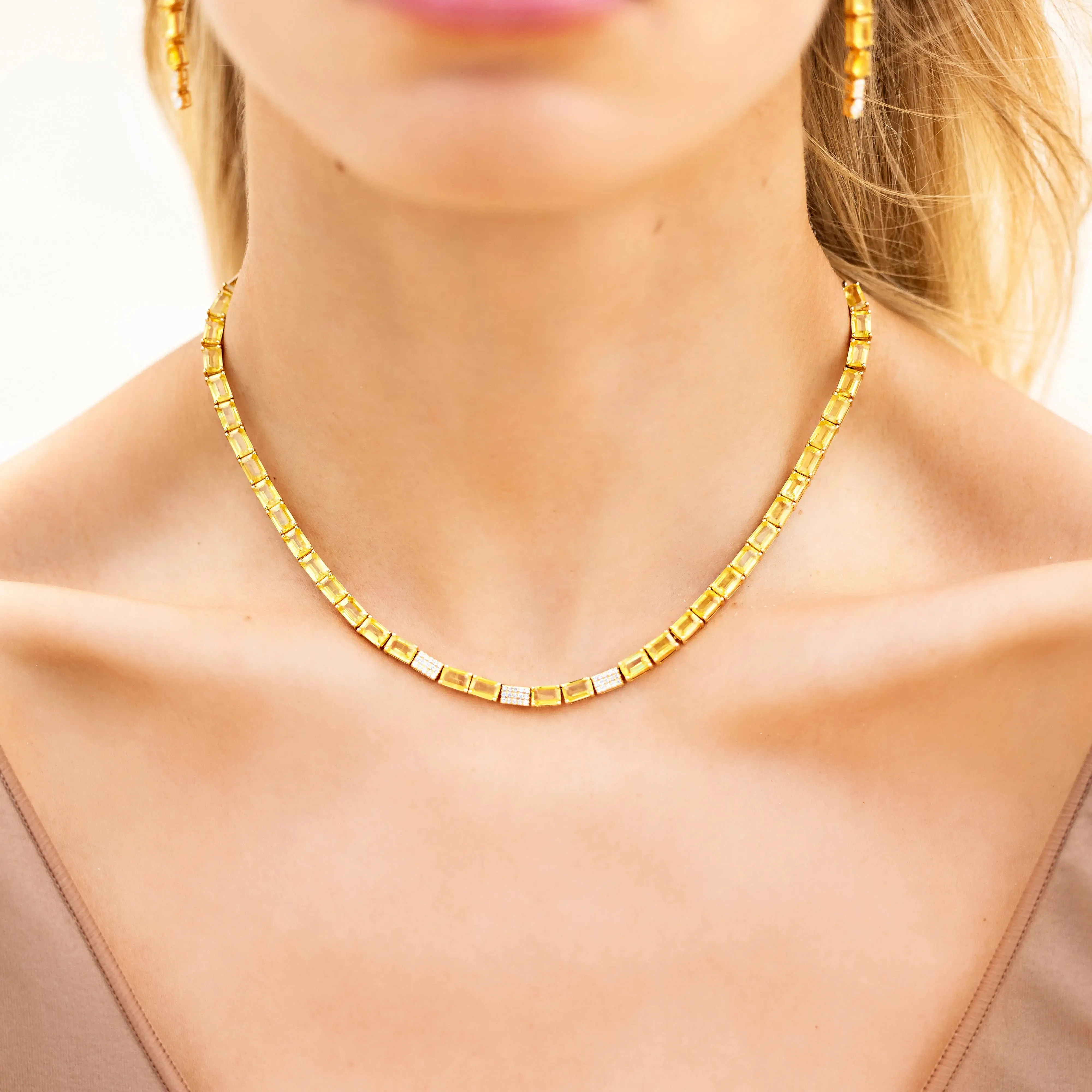 Nikki Yellow Sapphire Tennis Necklace