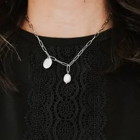 Not-Your-Average Pearl Chain and Disc Charm Necklace *WATERPROOF*