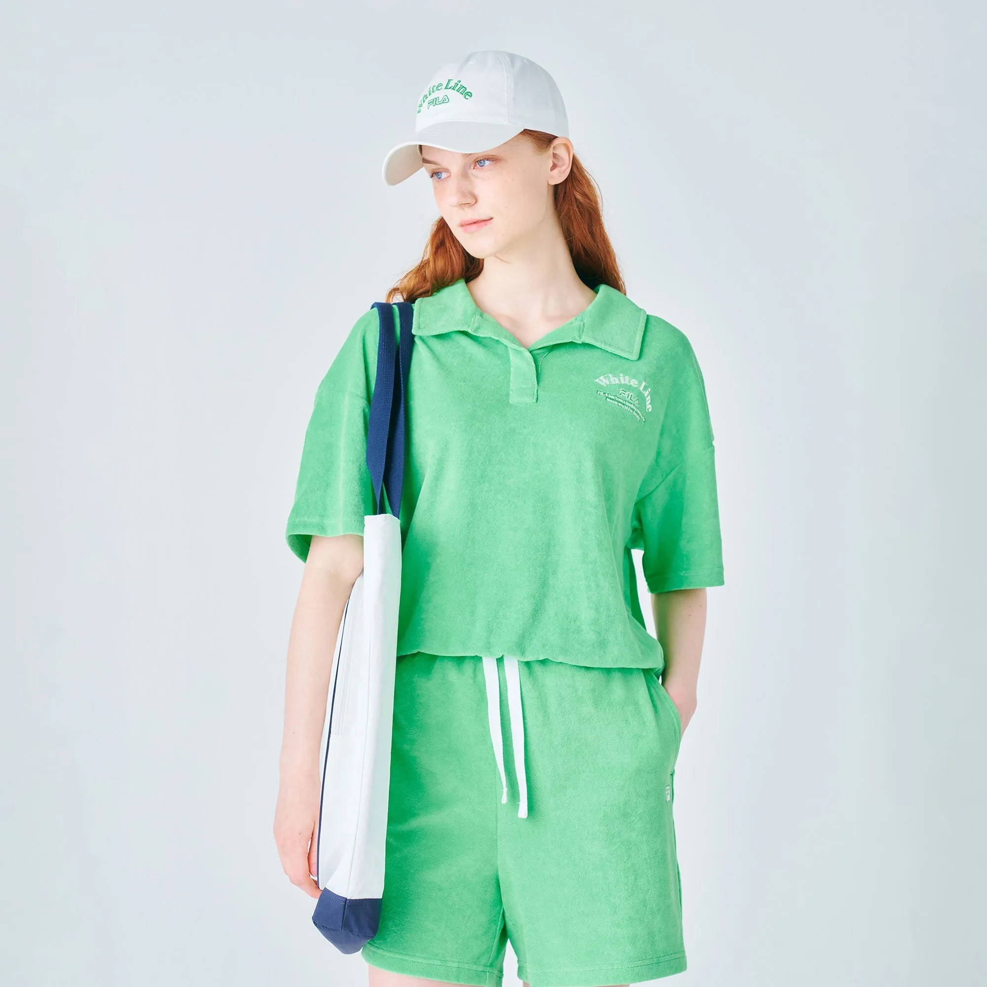 Áo Crop-Top Tay Ngắn Thời Trang Nữ Fila Lady Tennis Life Terry Collar - Xanh Lá